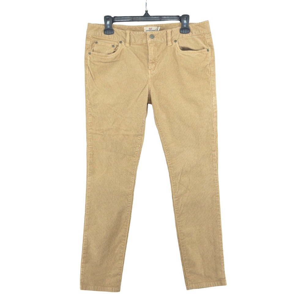Vineyard Vines Skinny Corduroy Mid Rise Tan Preppy Pants Womens 10